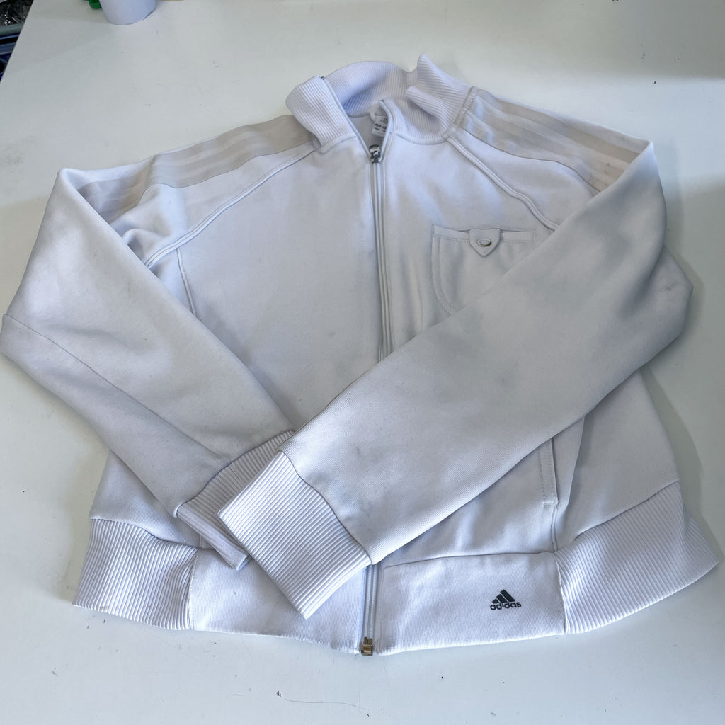 Vintage women Adidas white full zip track jacket UK 12|L22 W15|SKU 6410