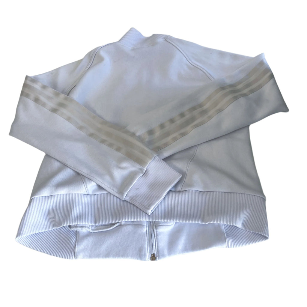 Vintage women Adidas white full zip track jacket UK 12|L22 W15|SKU 6410