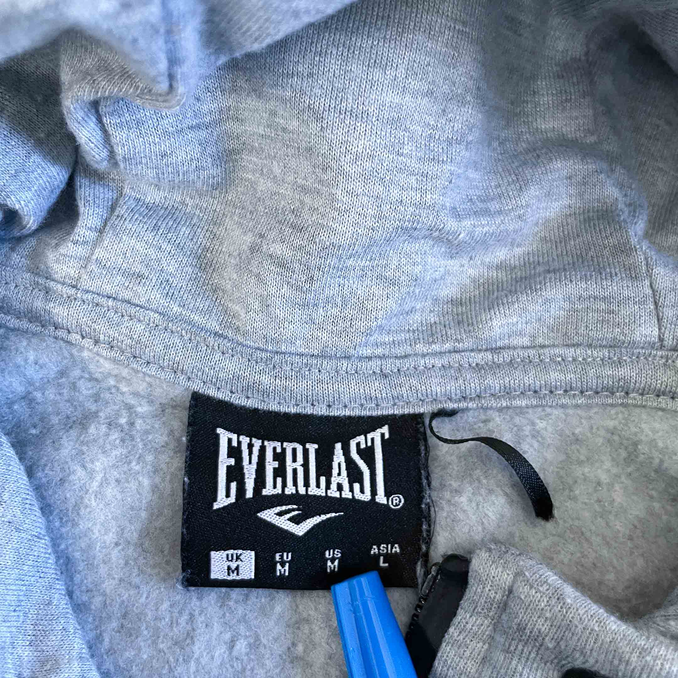 Vintage unisex Everlast full zip grey hoodie in M|L28 W19|SKU 6412