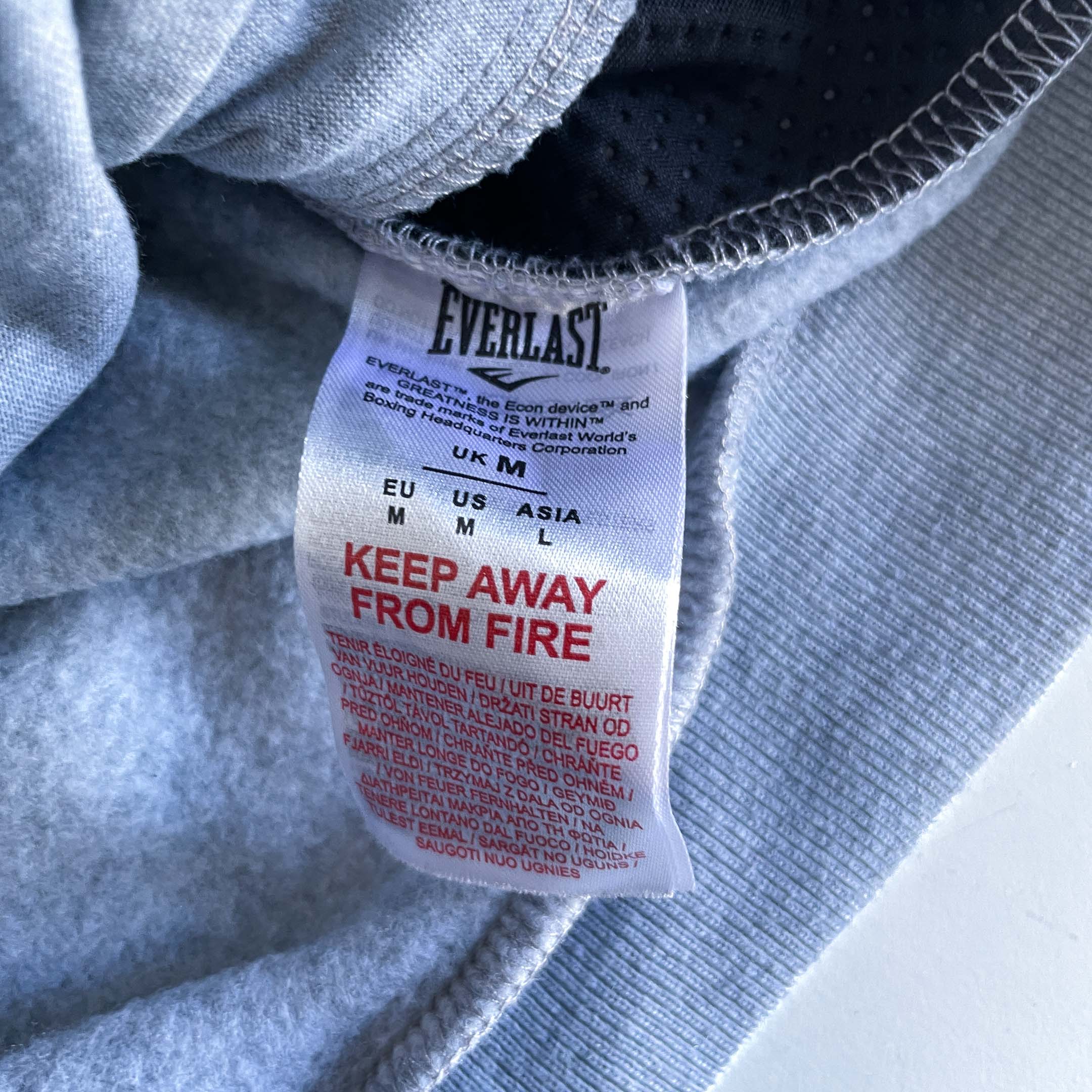 Vintage unisex Everlast full zip grey hoodie in M|L28 W19|SKU 6412
