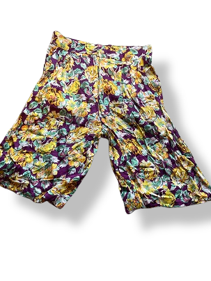 Rubynee Vintage y2k New ZARA Women's Size XS Multi Floral Satin Pleated Bianca Bermuda Shorts