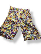 Rubynee Vintage y2k New ZARA Women's Size XS Multi Floral Satin Pleated Bianca Bermuda Shorts