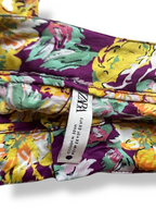 Rubynee Vintage y2k New ZARA Women's Size XS Multi Floral Satin Pleated Bianca Bermuda Shorts