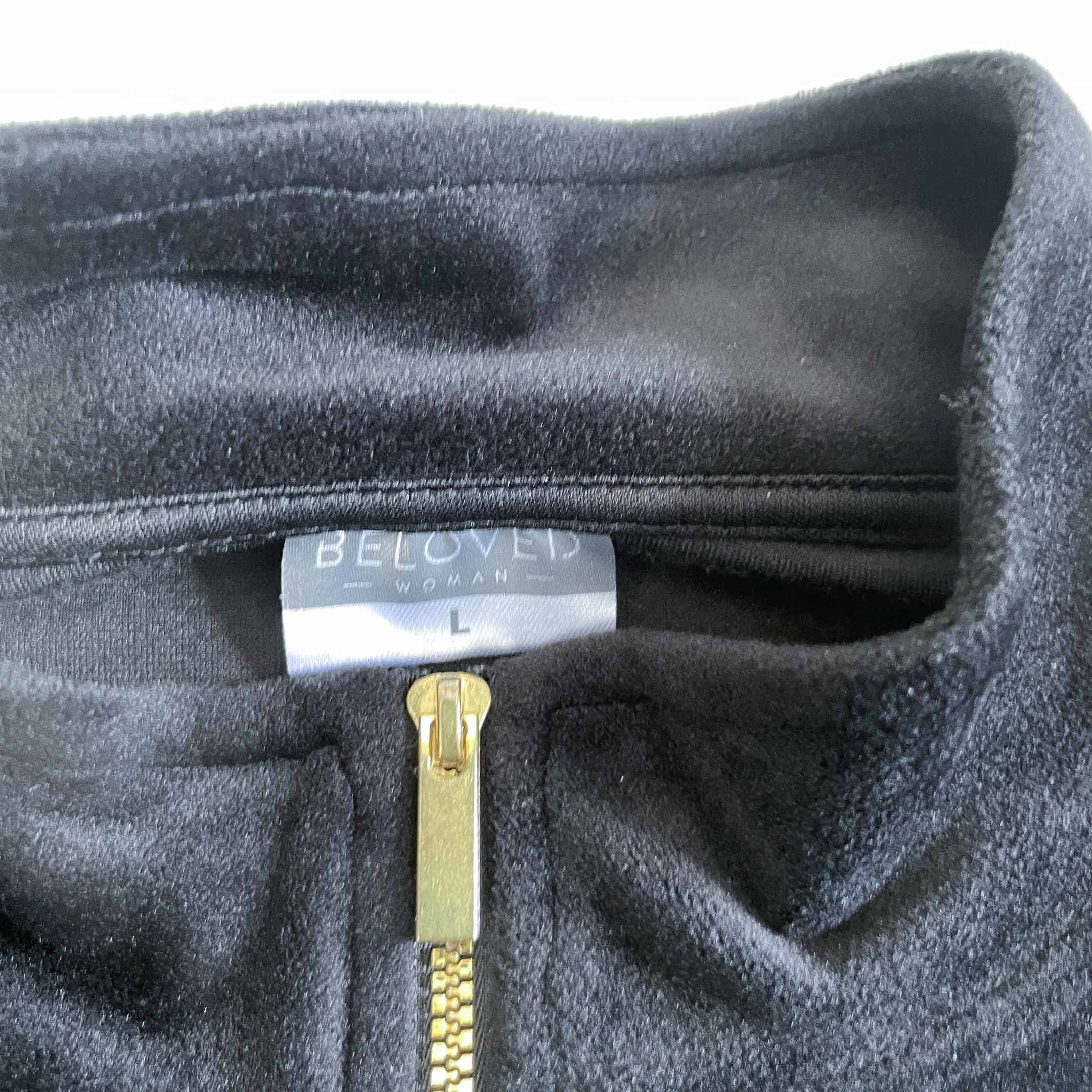 Vintage Beloved woman black 1/4 zip high neck fleece sweater in L|L27 W21|SKU 6415