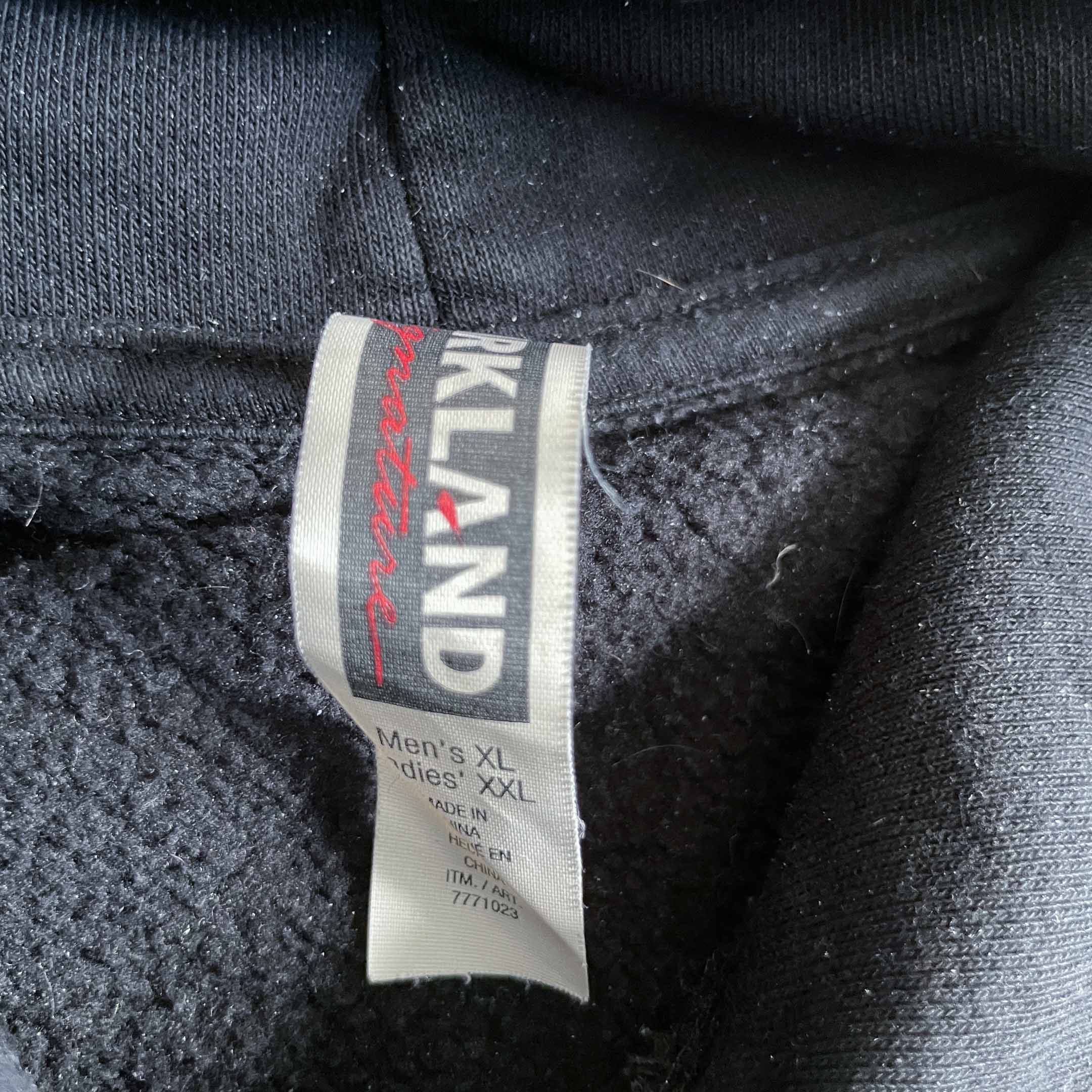 Vintage unisex Kirkland Signature graphics print black oversize hoodie in XL|L26 W25|SKU 6418