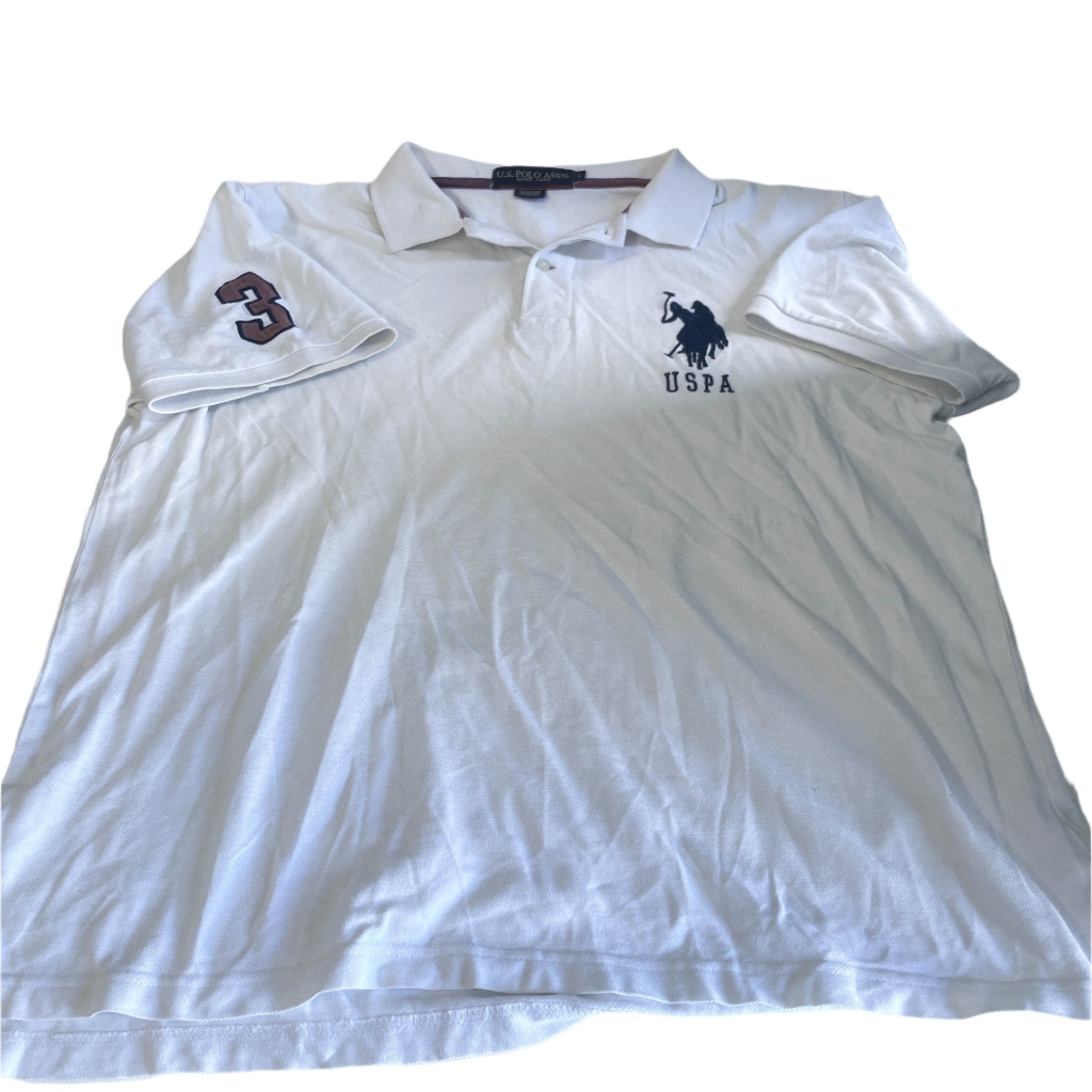 Vintage white men U.S Polo ASSN short sleeve polo shirt in L|L28 W22|SKU 6421