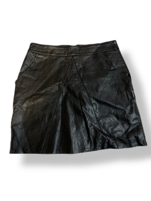 Rubynee Vintage Y2K Black Metallic Faux Leather Mini Skirt