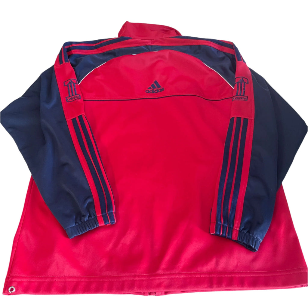 Vintage women red Adidas windbreaker full zip track jacket UK 14|L28 W18|SKU 6422