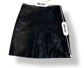 Rubynee Vintage Y2K Black Metallic Faux Leather Mini Skirt