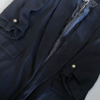 Vintage Zara women navy blue roll up sleeve blazer in L|SKU 6426