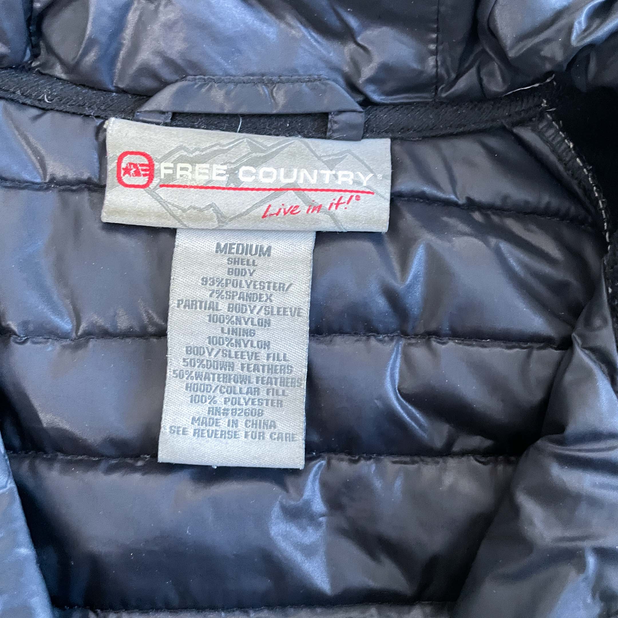 Vintage women black Free Country full zip shell puffer padded hoodie in M|L27 W20|SKU 6431