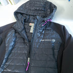 Vintage women black Free Country full zip shell puffer padded hoodie in M|L27 W20|SKU 6431