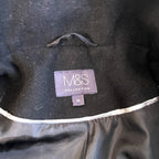 Vintage women M&S navy blue wool blend winter full zip high neck coat size 14|SKU 6434
