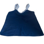 Vintage women V-neck stripe Navy sleeveless solid tank top in L/XL|L23 W17|SKU 6438