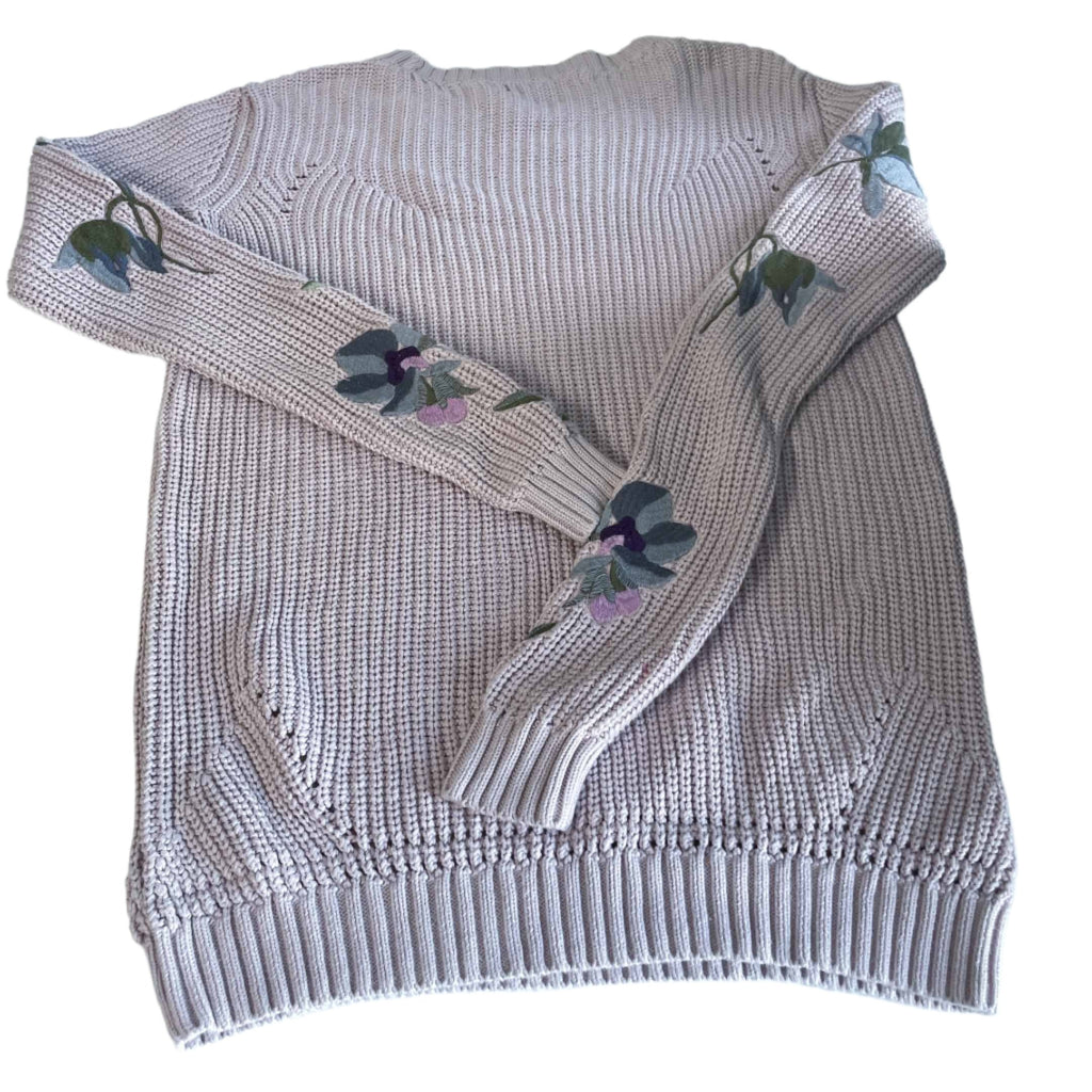Vintage Women Next Cotton floral knitted cream jumper UK 8|SKU 6444
