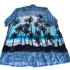 Vintage men Identic blue floral beach hawaii short sleeve shirt in L/XL|L33W21|SKU 6447