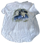 Vintage men Robert Le cam white stripe short sleeve shirt size 39|L33W22|SKU 6448