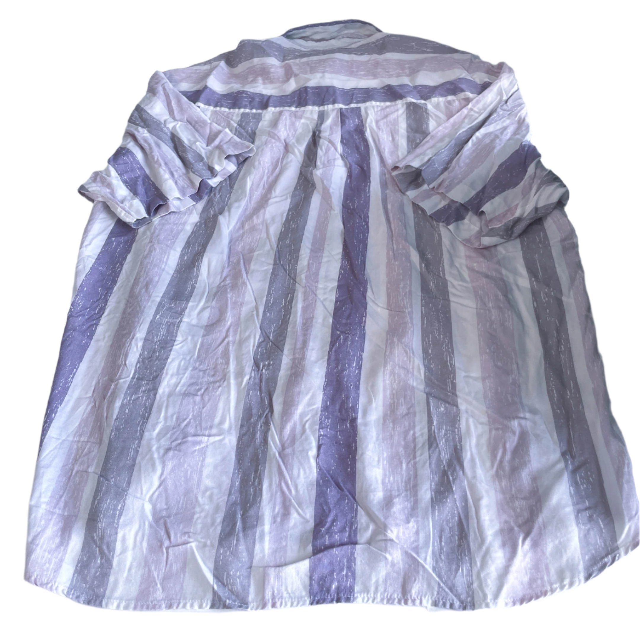 Vintage grey multi stripe men short sleeve shirt in L|L33 W22|SKU 6449