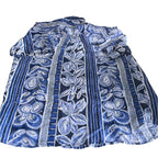 Vintage men Bogari blue floral hawaii short sleeve shirt in L/XL|L34 W22|SKU 6453