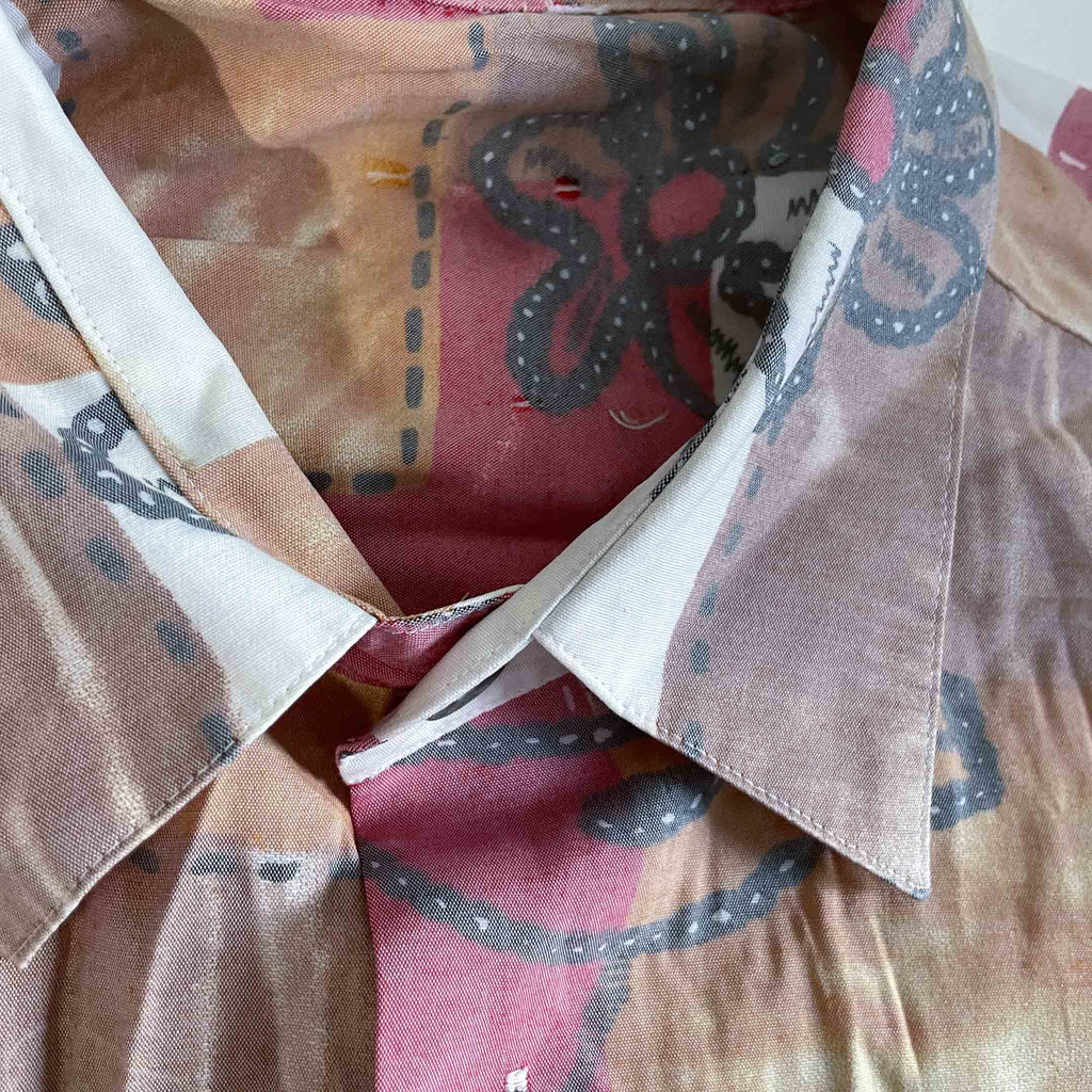 Vintage men hawaiin multi patterned short sleeve shirt in L|L32 W21|SKU 6456