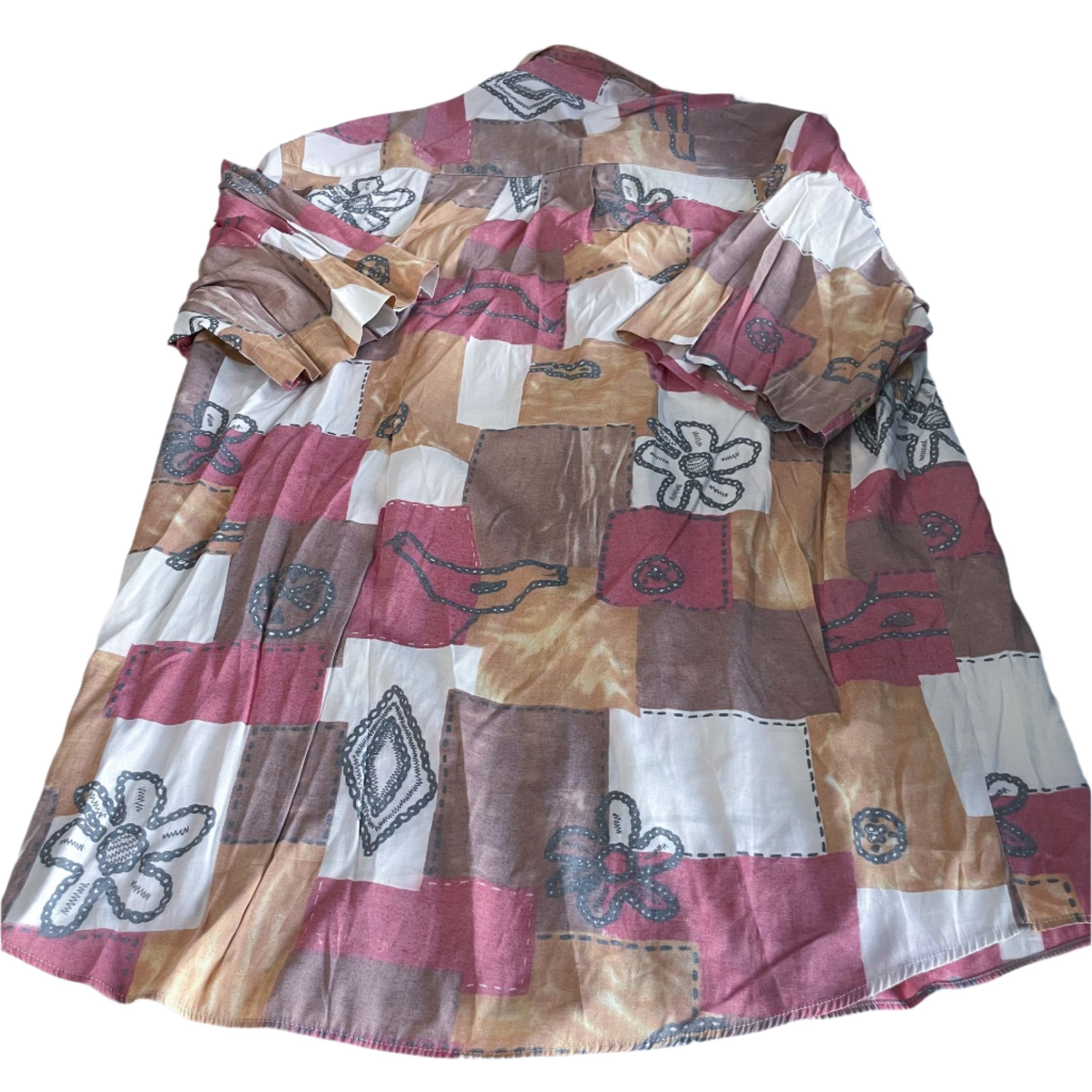 Vintage men hawaiin multi patterned short sleeve shirt in L|L32 W21|SKU 6456