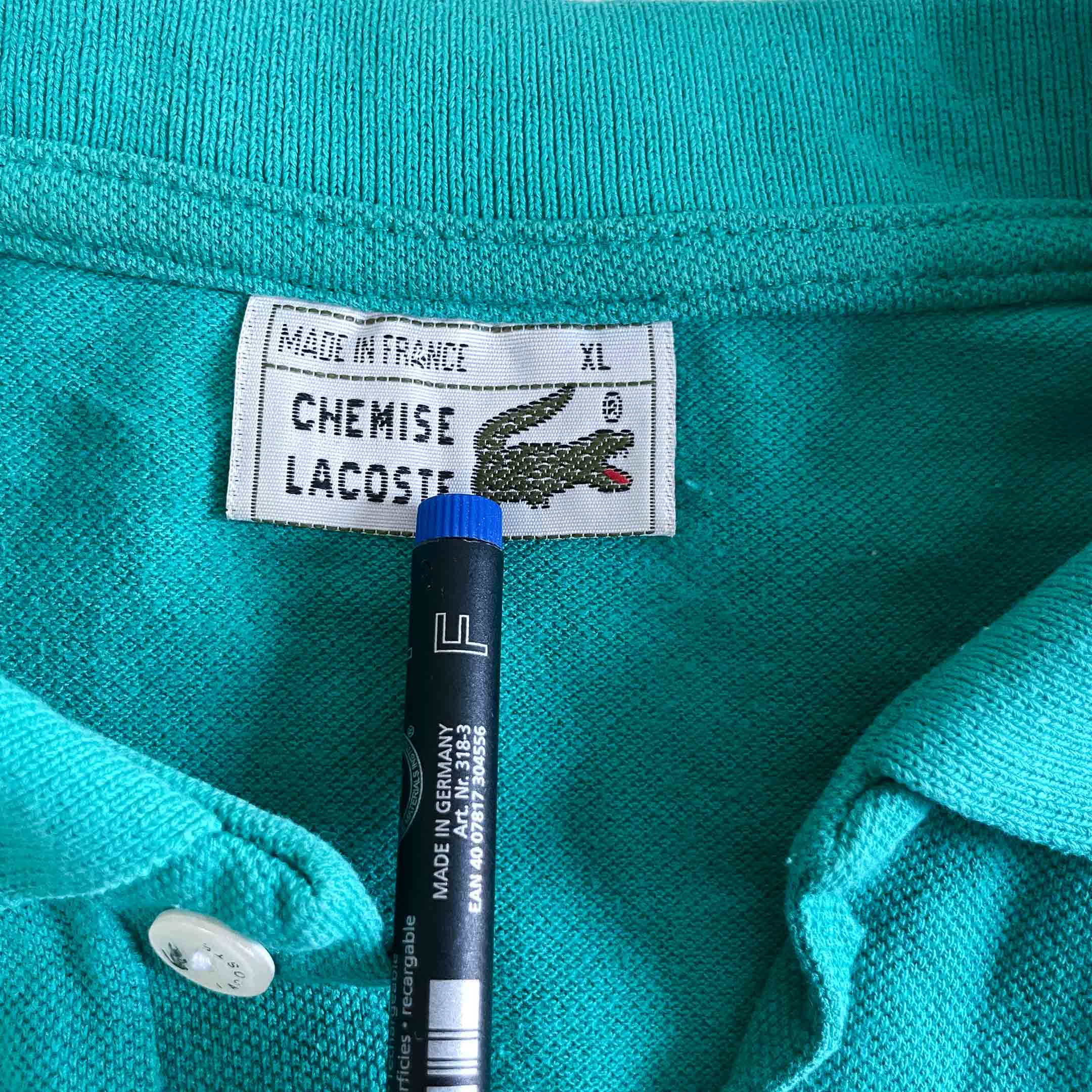 Vintage men green Lacoste Chemise made in France oversize polo shirt in XL|L28 W21|SKU 6459