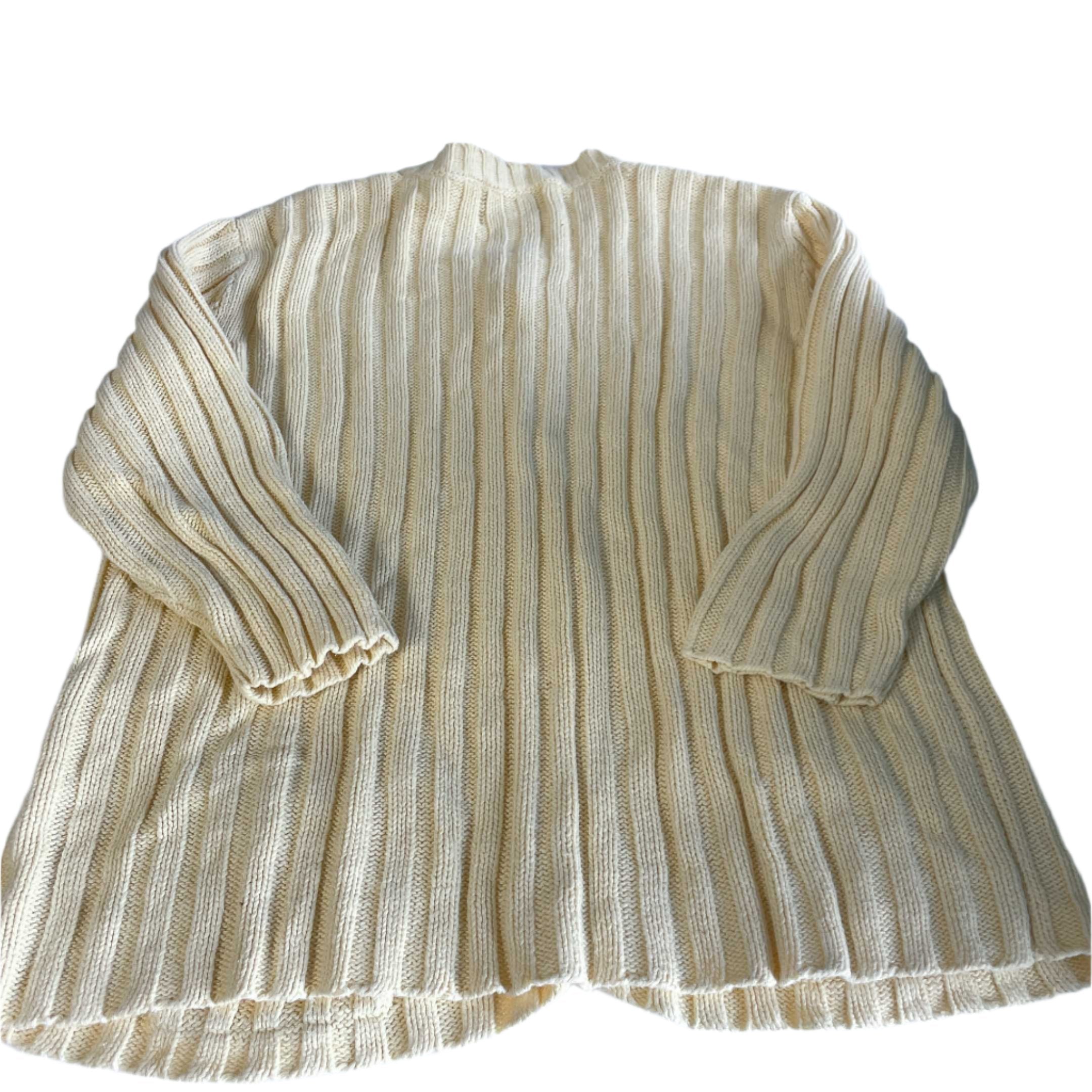 Vintage women cream Christopher & Banks button down double pocket cotton knitted jumper L|L23 W17|SKU 6460