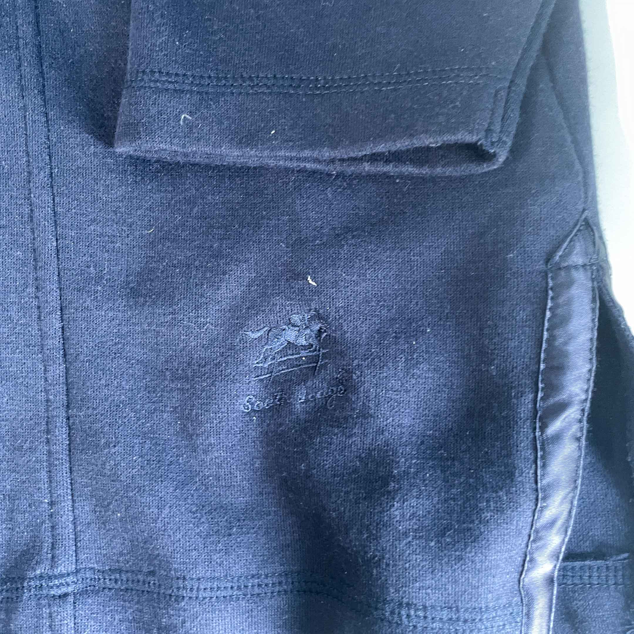 Vintage men South lodge Navy blue slim fit collar full zip wool jacket in S/M|L30 W21|SKU 6462