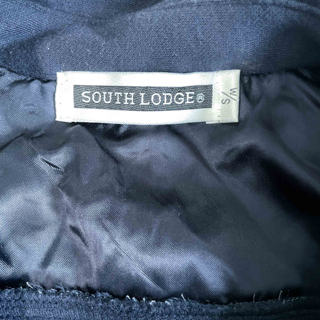 Vintage men South lodge Navy blue slim fit collar full zip wool jacket in S/M|L30 W21|SKU 6462