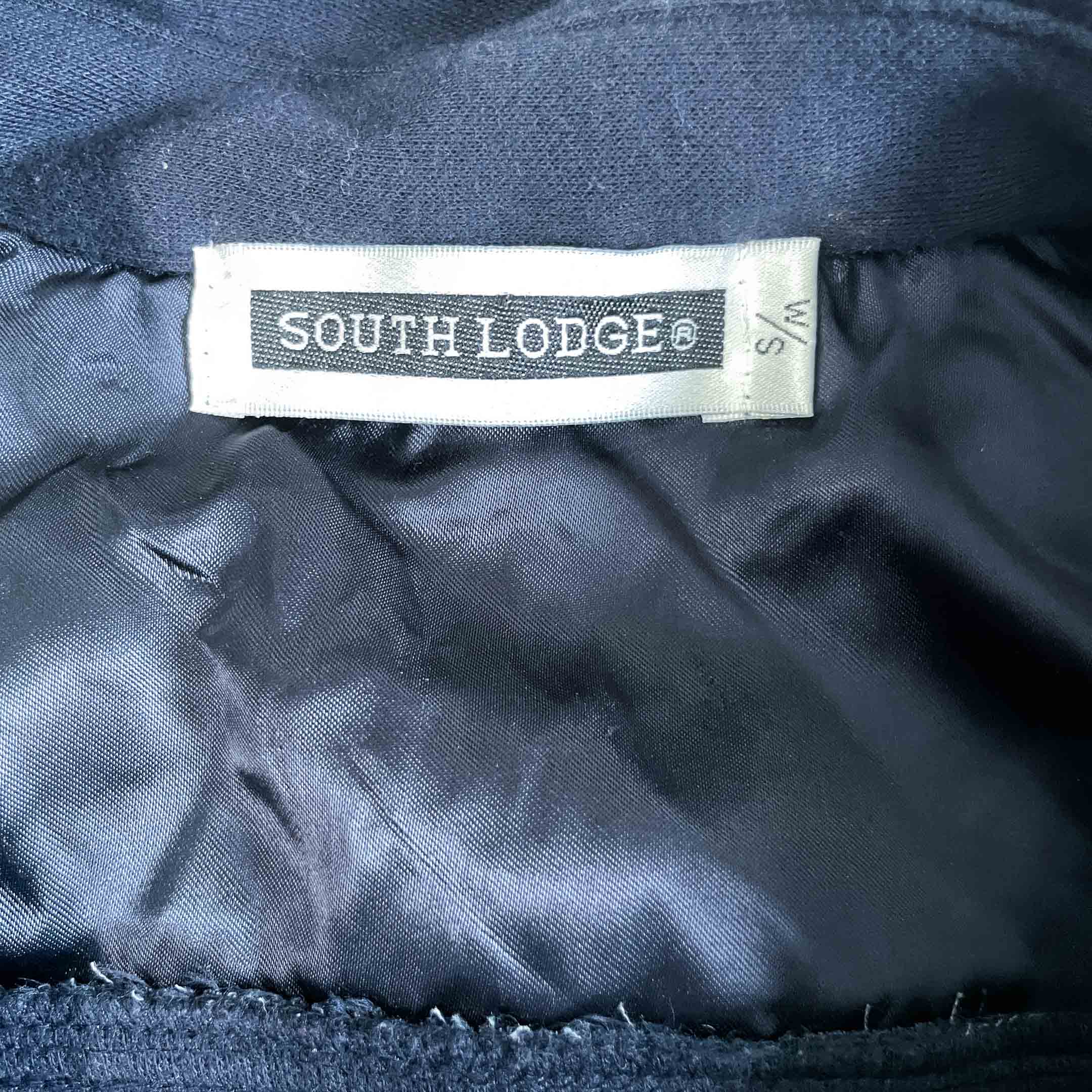 Vintage men South lodge Navy blue slim fit collar full zip wool jacket in S/M|L30 W21|SKU 6462