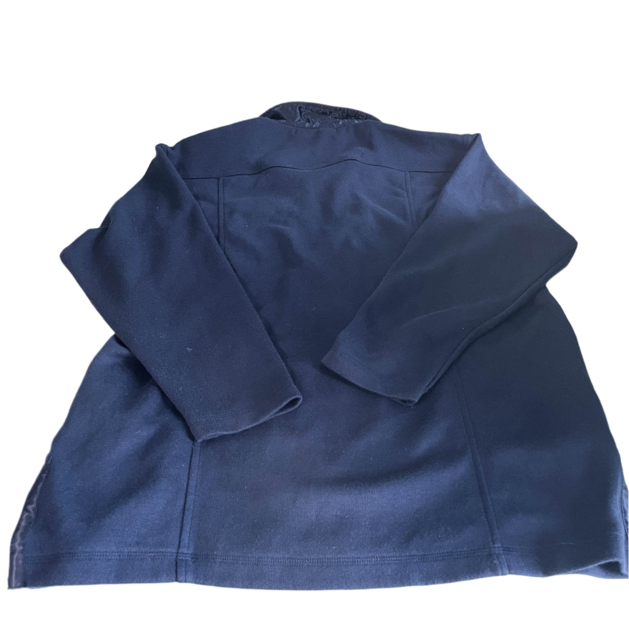 Vintage men South lodge Navy blue slim fit collar full zip wool jacket in S/M|L30 W21|SKU 6462