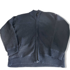 Vintage unisex Mock neck navy blue knitted full zip sweater in L|L30 W23| SKU 6469