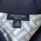 Vintage women Perceptions black & white geometric cropped full zip jacket size 12|L18 W14|SKU 6465