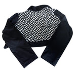 Vintage women Perceptions black & white geometric cropped full zip jacket size 12|L18 W14|SKU 6465