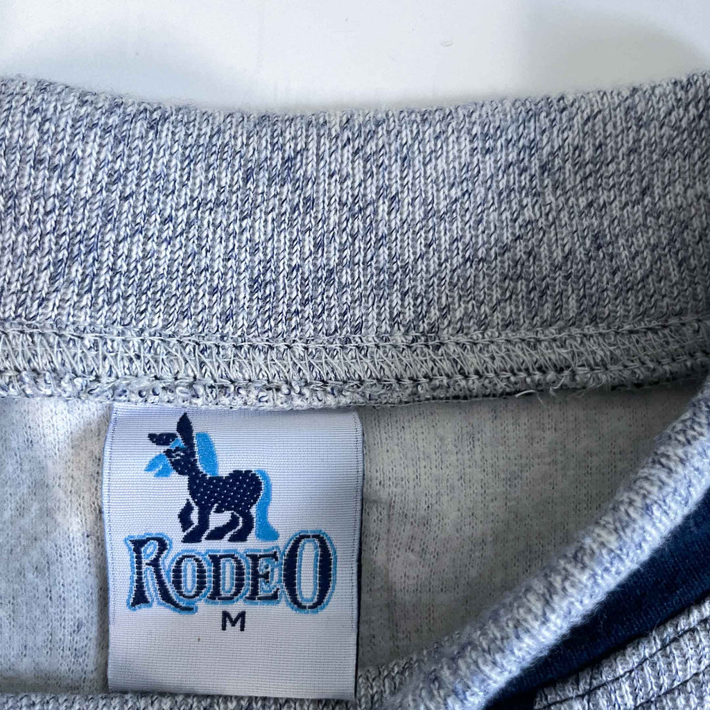 Vintage men Rodeo Speed Motion navy blue & grey colourblock sweatshirt in M|SKU 6470