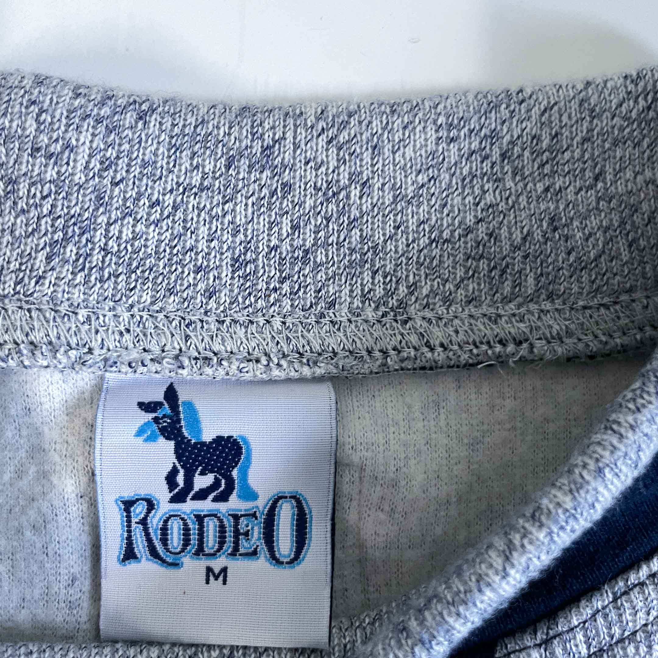 Vintage men Rodeo Speed Motion navy blue & grey colourblock sweatshirt in M|SKU 6470