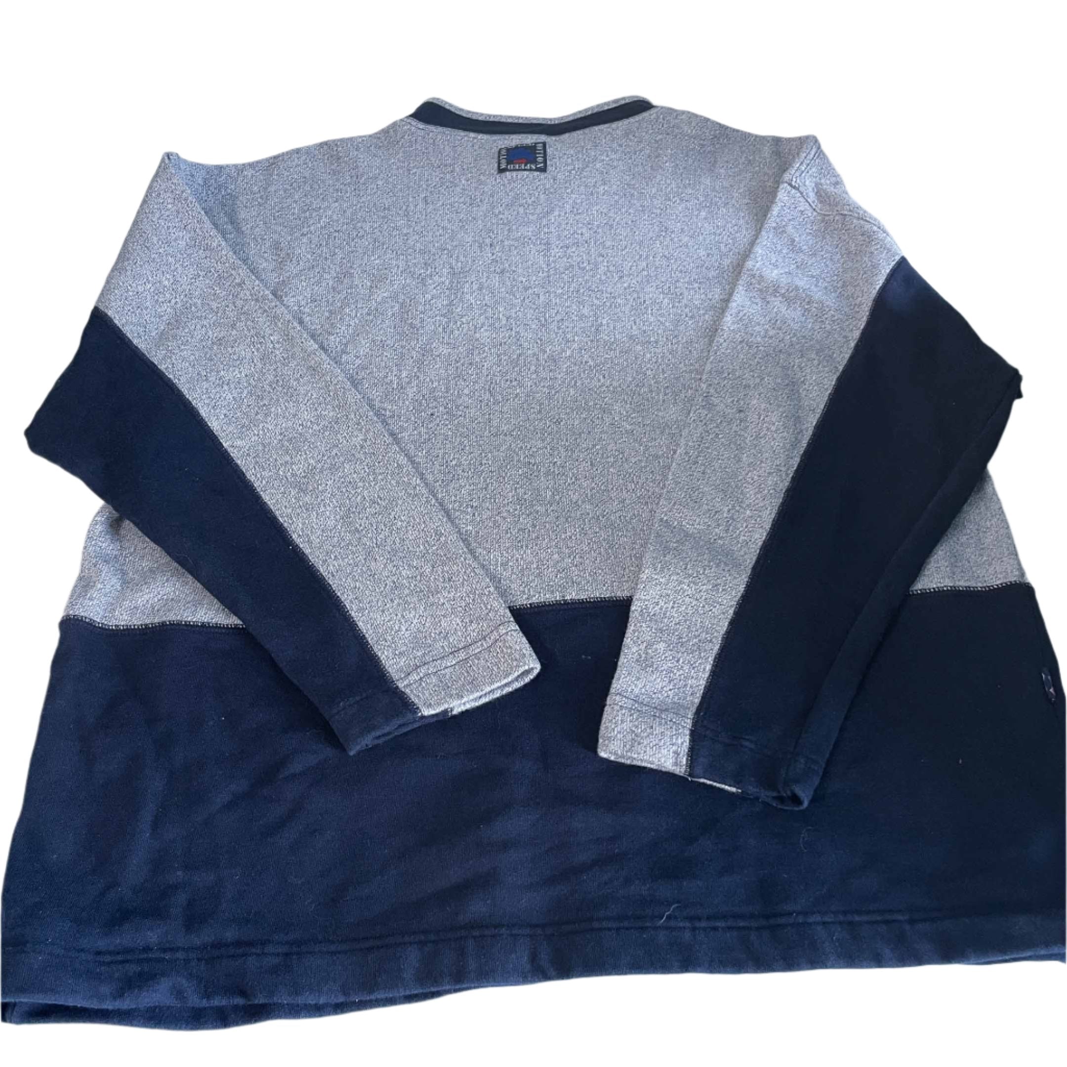 Vintage men Rodeo Speed Motion navy blue & grey colourblock sweatshirt in M|SKU 6470
