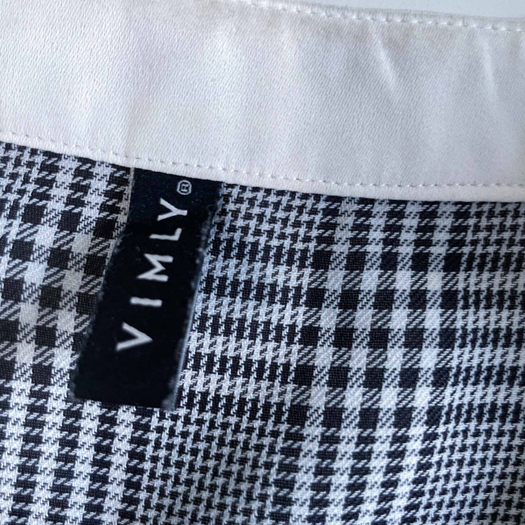 Vintage Vimly women grey checkered long sleeve blouse in XL|L24W20|SKU 6472