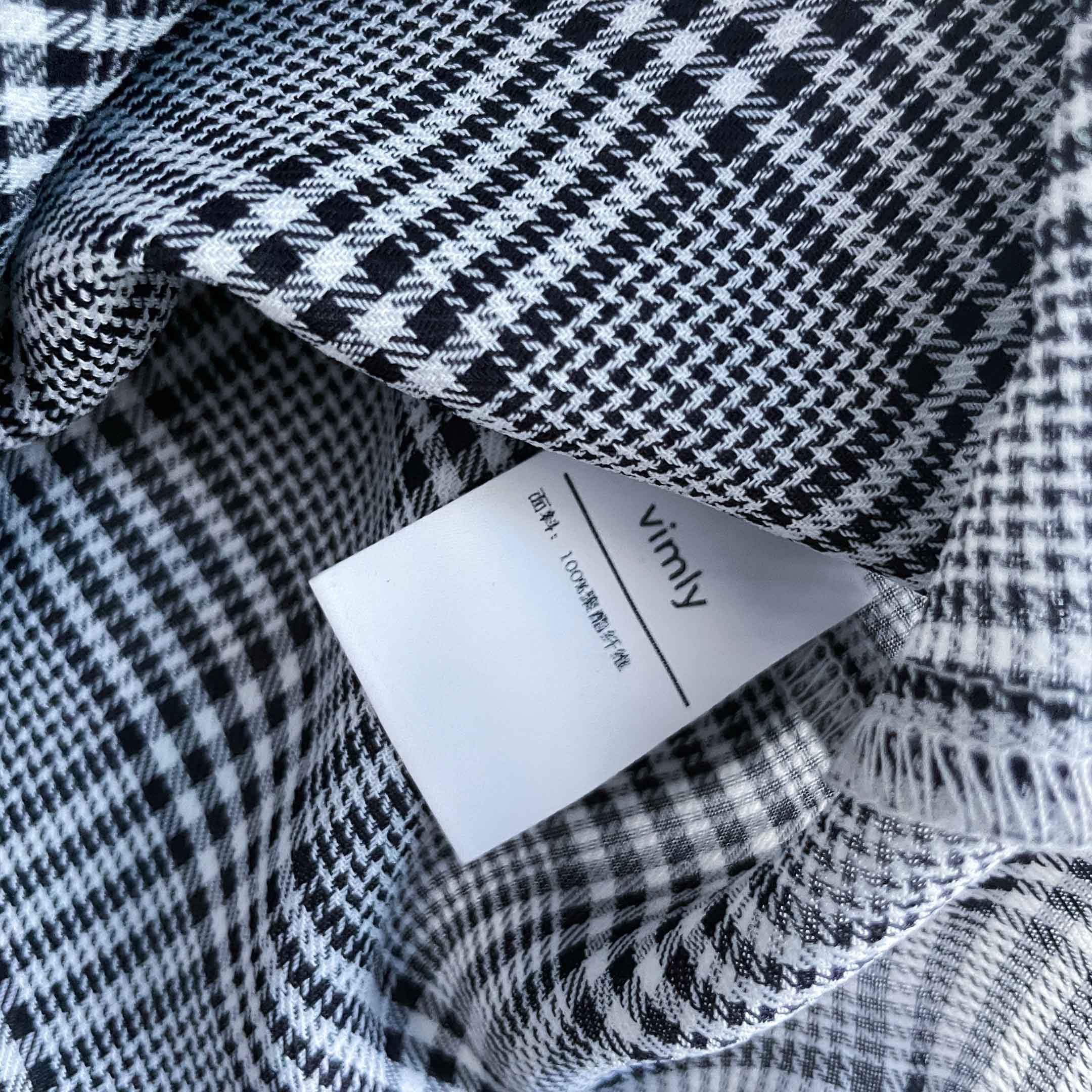 Vintage Vimly women grey checkered long sleeve blouse in XL|L24W20|SKU 6472