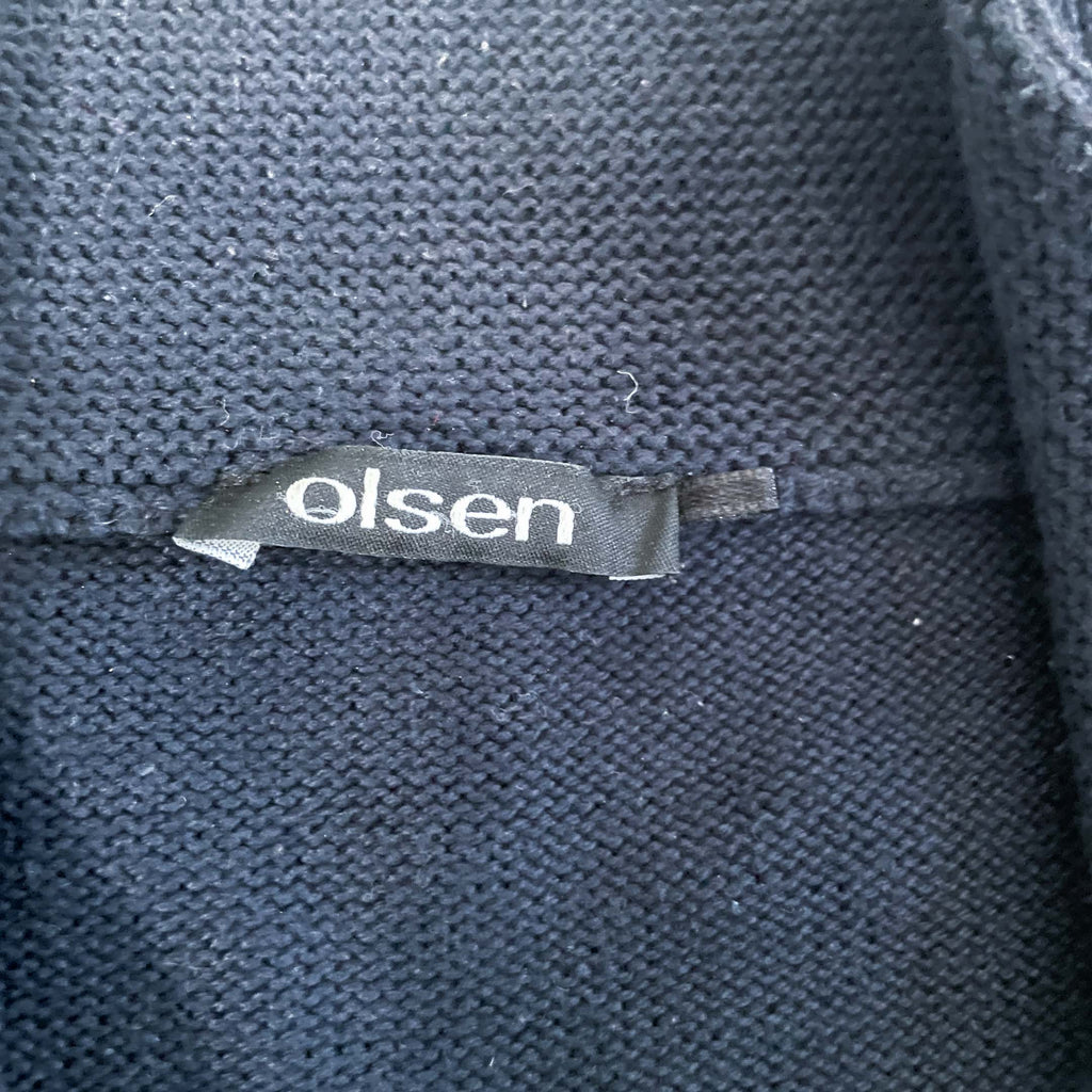 Vintage unisex black Olsen full zip mock neck sweater in L|L28 W18|SKU 6475