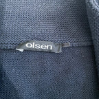 Vintage unisex black Olsen full zip mock neck sweater in L|L28 W18|SKU 6475