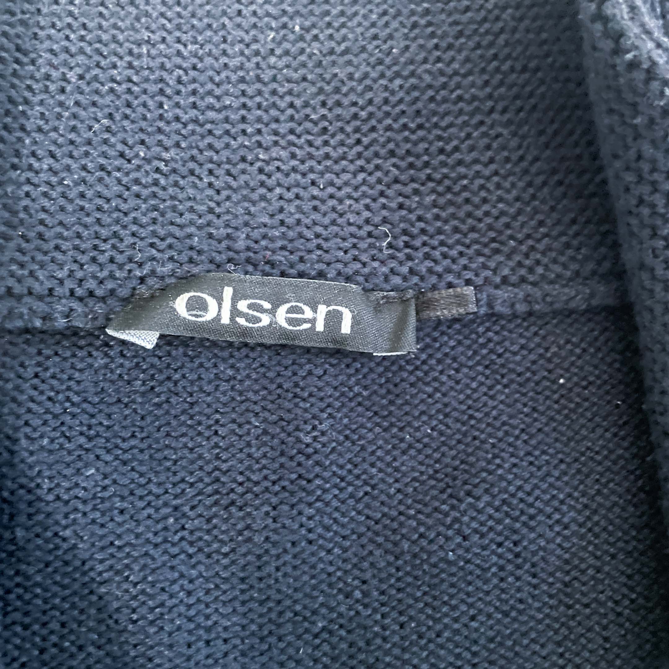 Vintage unisex black Olsen full zip mock neck sweater in L|L28 W18|SKU 6475