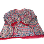 Vintage women Avalon collection red beaded abstract pattern top size 16|L24W21|SKU 6477