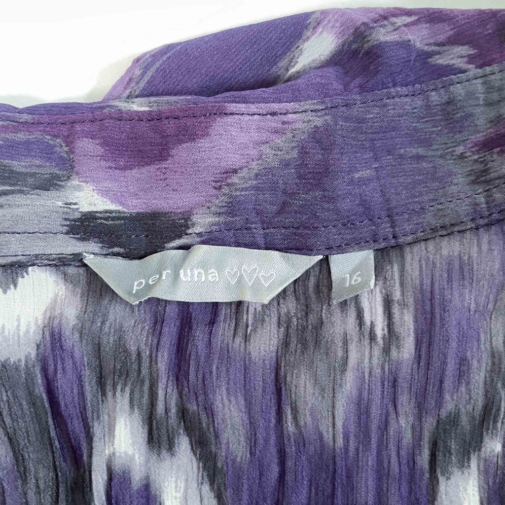 Vintage women Per Una love purple abstract pattern long sleeve shirt in 16|L28 W16|SKU 6479