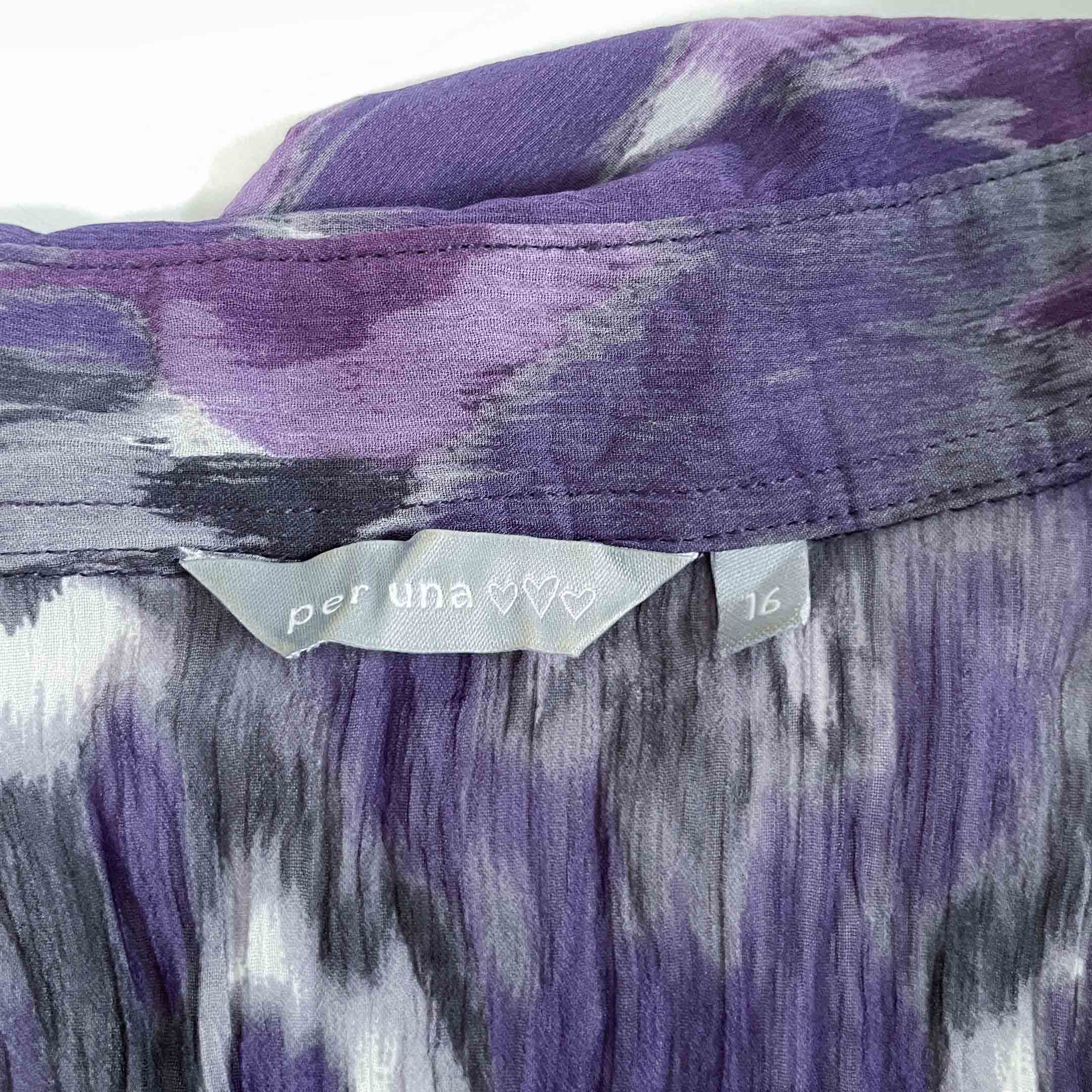 Vintage women Per Una love purple abstract pattern long sleeve shirt in 16|L28 W16|SKU 6479