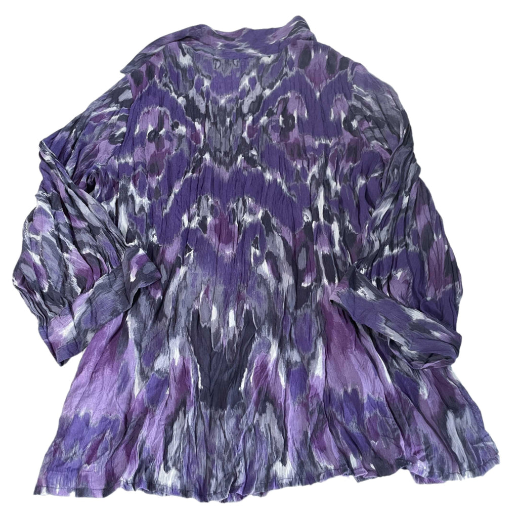 Vintage women Per Una love purple abstract pattern long sleeve shirt in 16|L28 W16|SKU 6479
