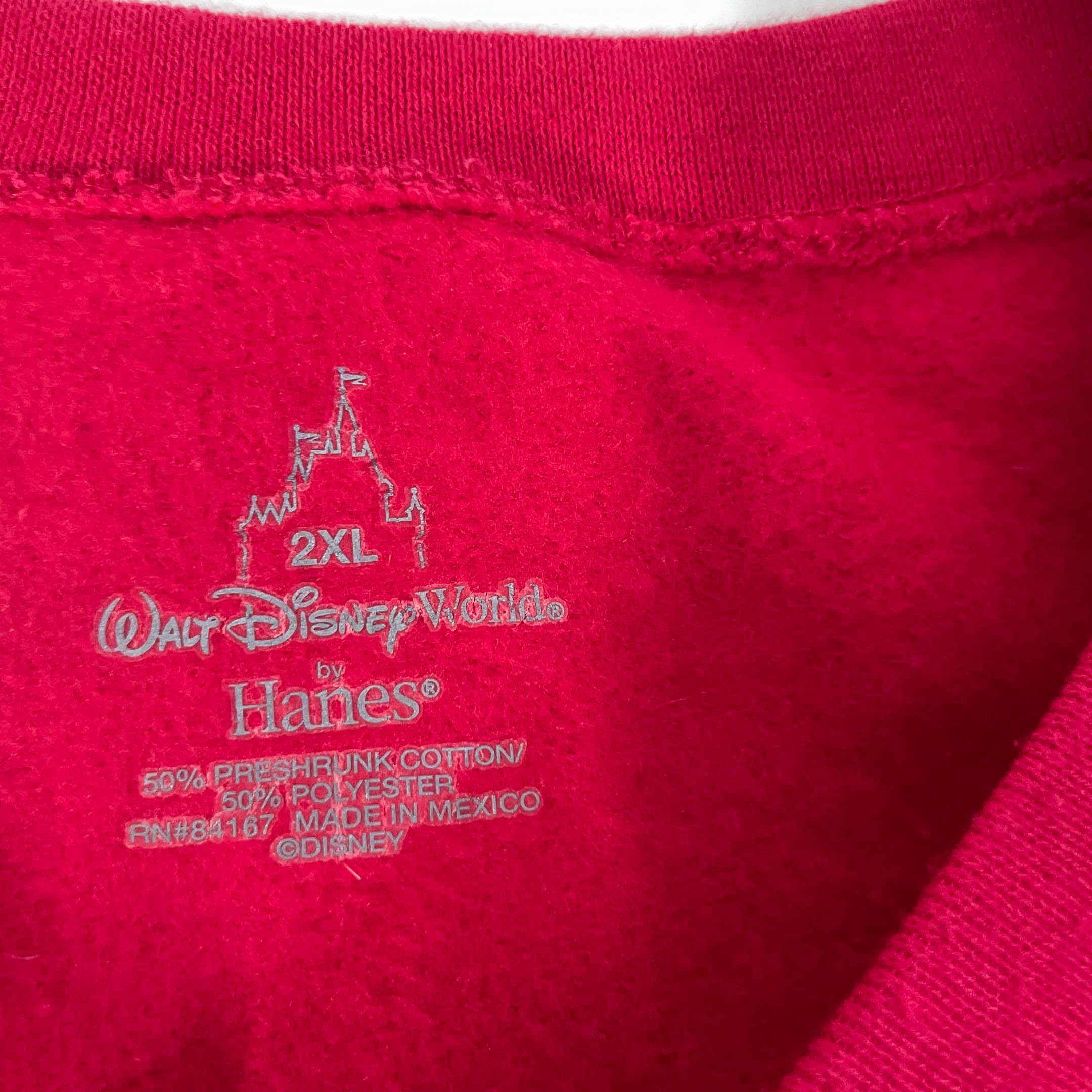 Vintage unisex Disney by Hanes Mickey mouse graphics red oversize sweatshirt in 2XL|L31W26|SKU 6481