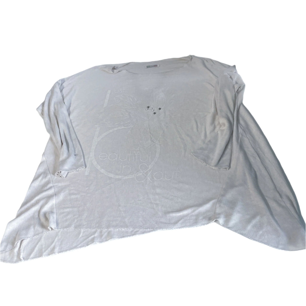 Vintage women made in Italy Just Beautiful & only floral print white soft tees in XL|L28 W24|SKU 6482