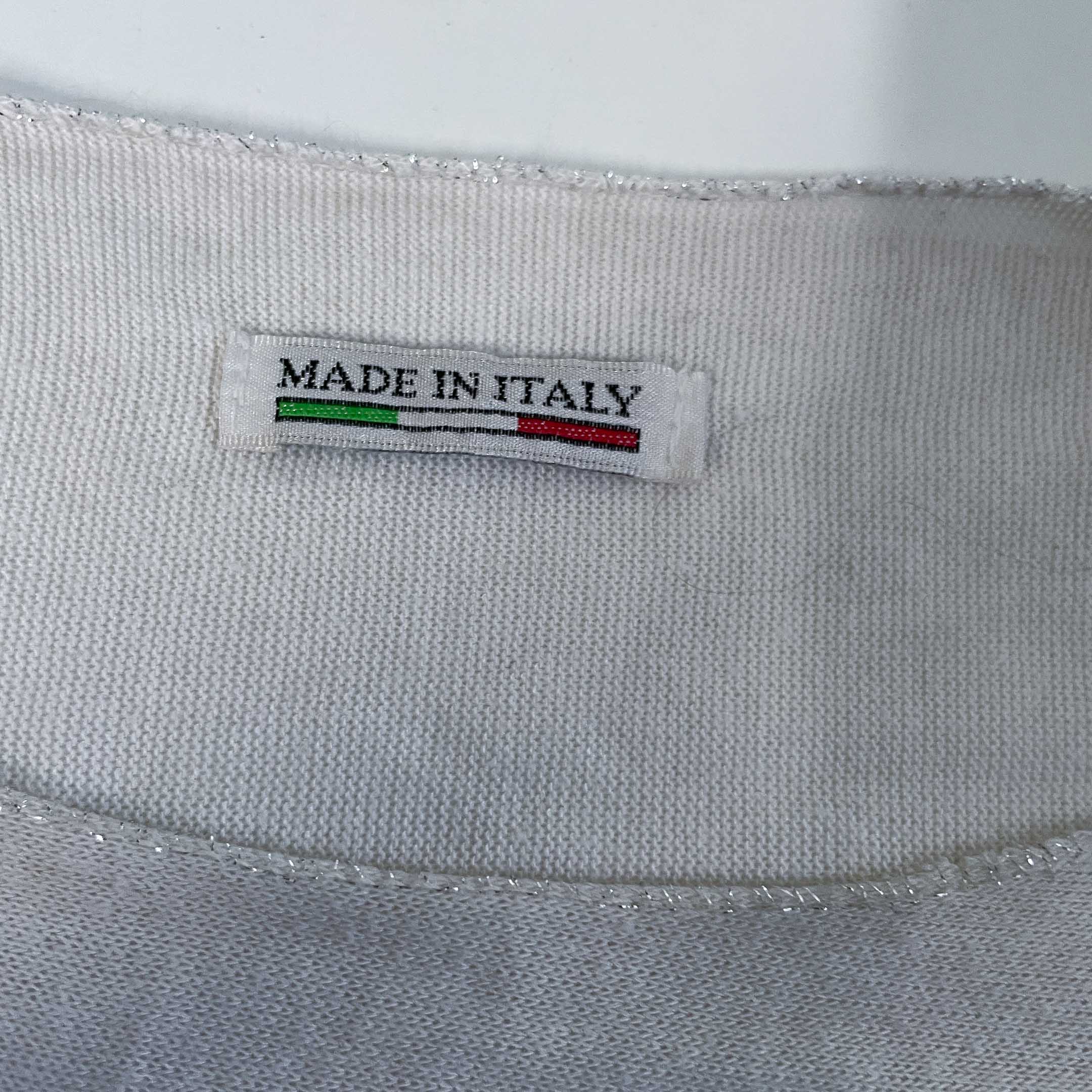 Vintage women made in Italy Just Beautiful & only floral print white soft tees in XL|L28 W24|SKU 6482