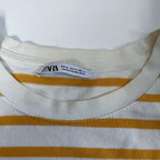 Zara men white & yellow stripe oversize short sleeve tees in XL|29 W22|SKU 6483